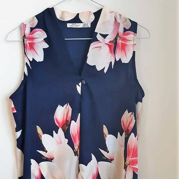 Dark Navy Floral loose fitting top - Picture 4 of 4
